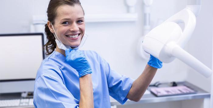 Dental hygienist smiles